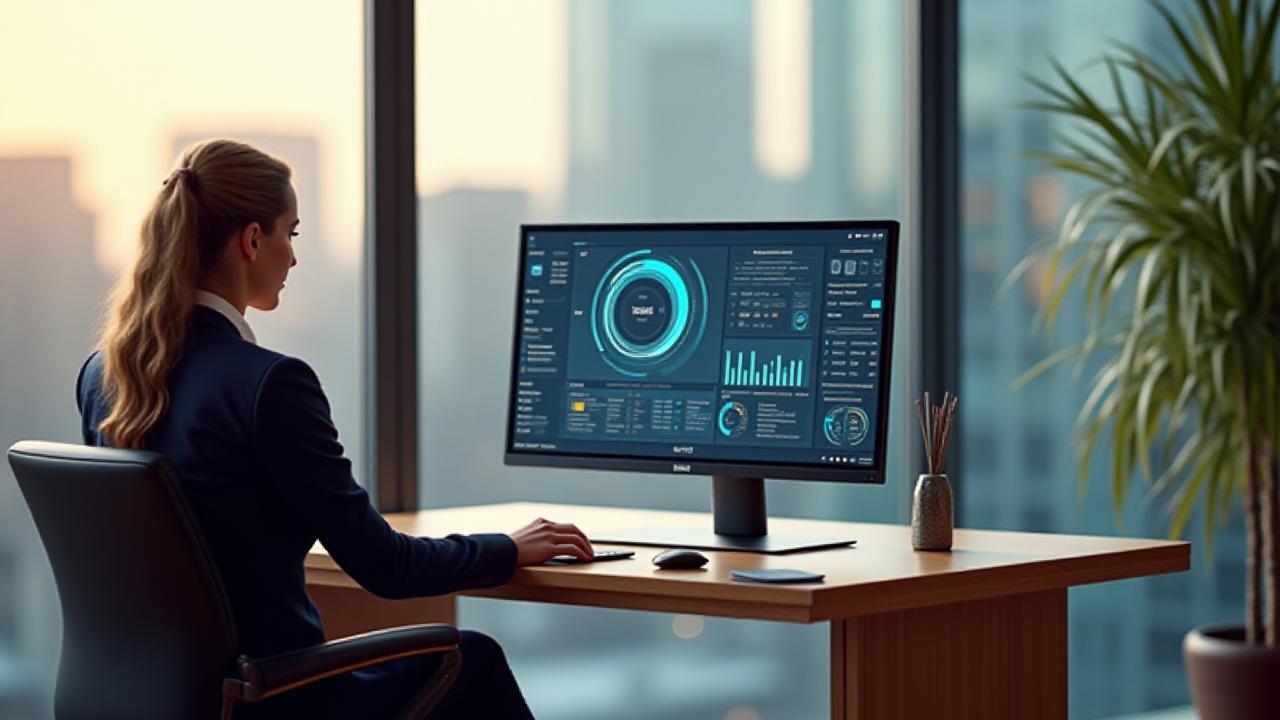 Solicitor using AI assistant in a modern London law office